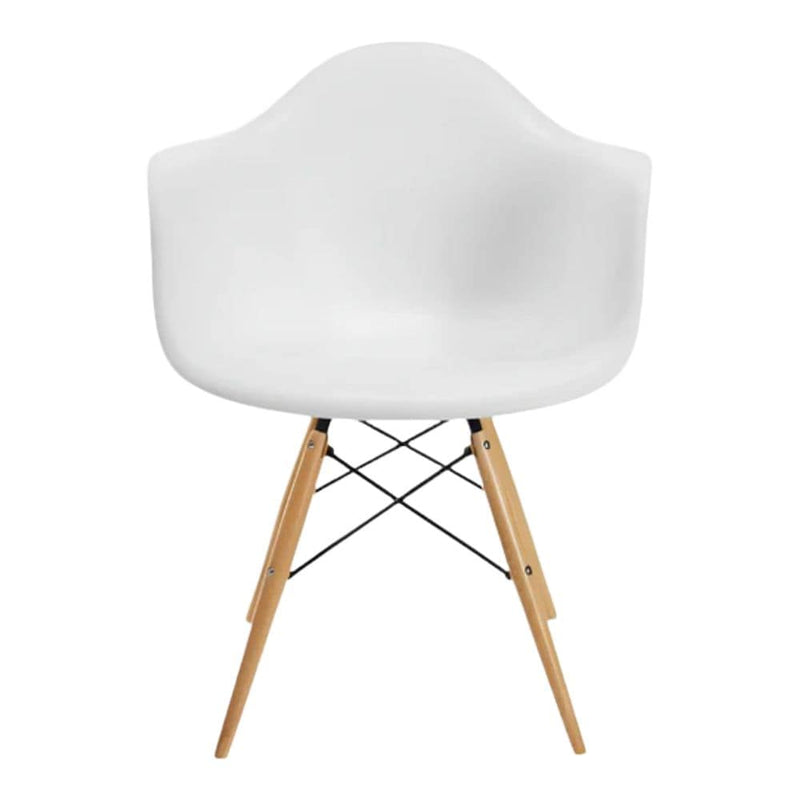 Take Me Home White Plastic Bucket Armchair with Wood Legs D7