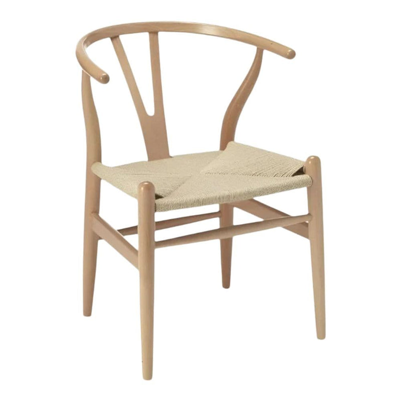 Take Me Home Wishbone Wood Dining Chair with Woven Seat, Natural B1