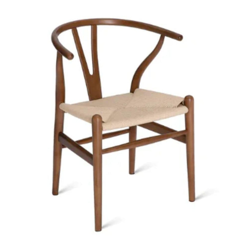 Take Me Home Wishbone Wood Dining Chair with Woven Seat, Walnut Q9