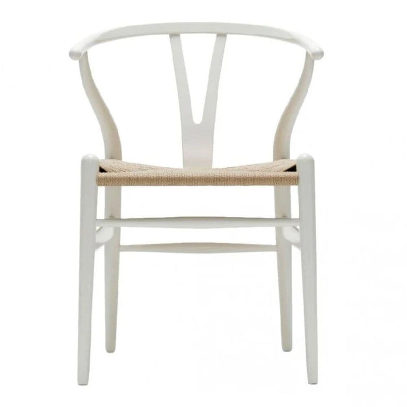 Take Me Home Wishbone Wood Dining Chair with Woven Seat, White K0