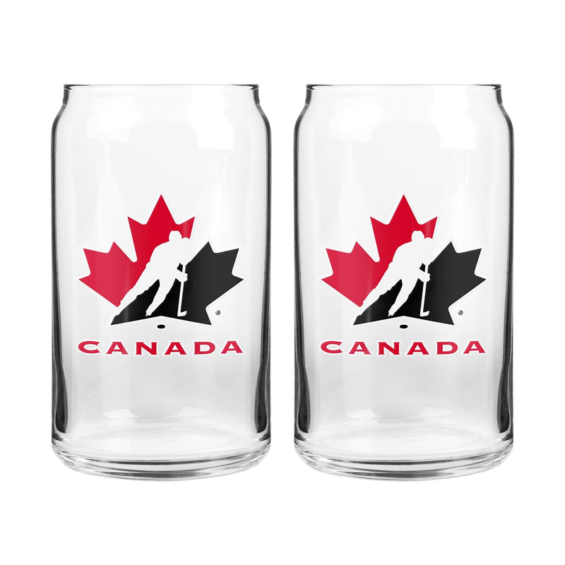 Team Canada/Hockey Canada Can Glass Set, Clear, 16-oz, 2-pk A9