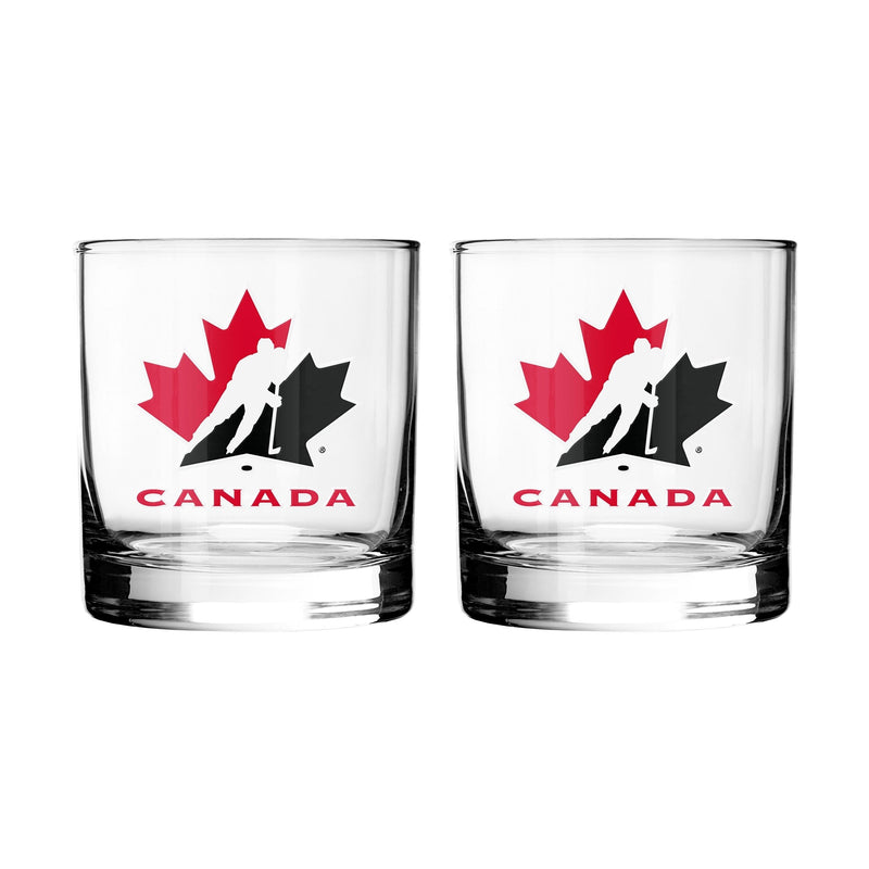 Team Canada/Hockey Canada Rocks Glass Set, Clear, 2-pk C3