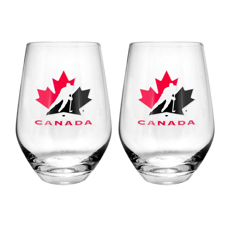 Team Canada/Hockey Canada Stemless Wine Glass Set, 19-oz, 2-pk B4