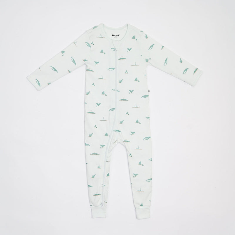 The Elk Baby Whale Print Premium Organic Cotton Play and Grow Rib Foot Zippy, Various Sizes M9
