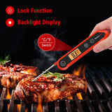 ThermoPro Waterproof Digital Instant-Read Folding Meat Thermometer with Swivel Probe, Black/Red