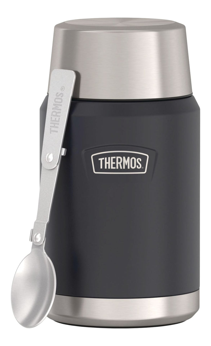 Thermos Stainless Steel Vacuum Insulated Food Jar, 24-oz (710-mL), Black/Blue, with Spoon Z1
