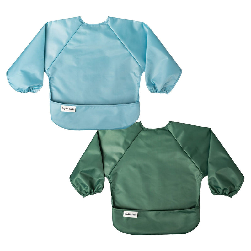 Tiny Twinkle Mess-Proof Apron Bibs, Slate/Olive, 2-pk I1