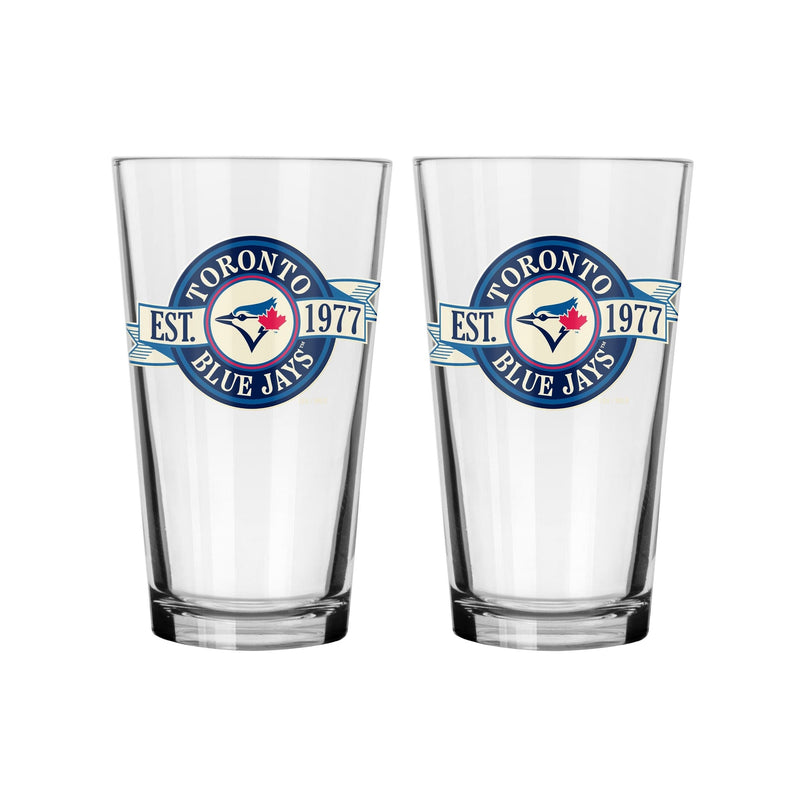 Toronto Blue Jays Pint Drinking Glass Set For MLB Baseball Fans/Collectors, 16-oz, 2-pk L3