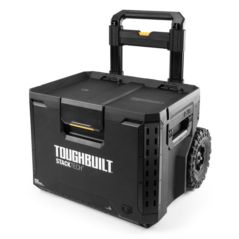 ToughBuilt StackTech Portable Modular Plastic/Metal Rolling Tool Box with Handle and Inner Tray, IP65-Rated, Black K7
