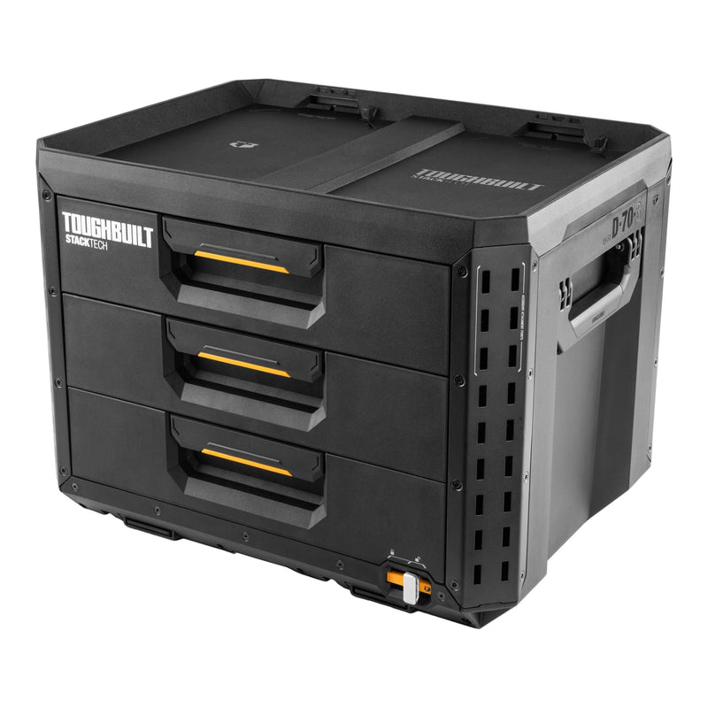 ToughBuilt StackTech XL 3-Drawer Auto-Locking Portable Modular Tool Box, Black N1