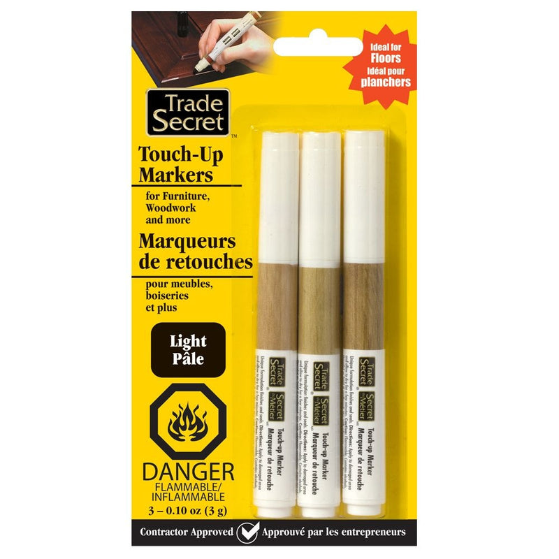 Trade Secret Light Touch Up Markers for Wood, Light Brown, 3-pk D1