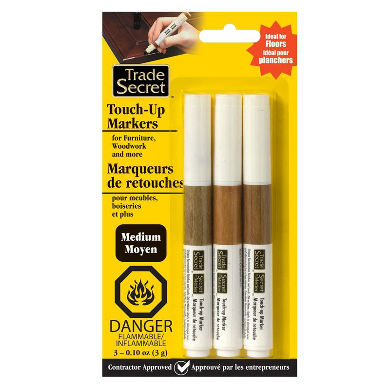 Trade Secret Medium Touch Up Markers for Wood, Medium Brown, 3-pk C2