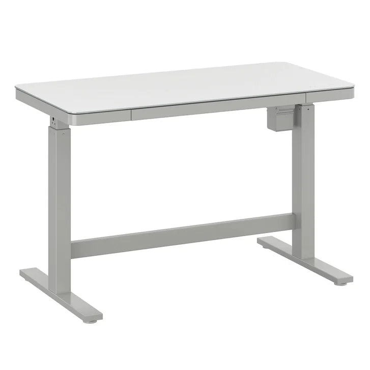 Tresanti Tessa 119.4 cm (47 in.) Adjustable Height Desk with LED Lighting, White S4