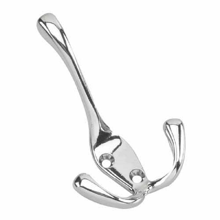 Tri-hook, 4", Chrome, 3pk W7