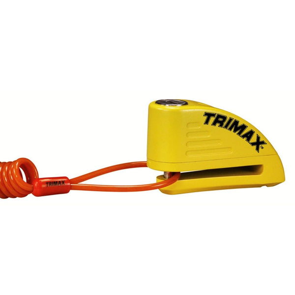 Trimax Alarmed Disc Lock with 8mm Pin, Yellow with Pouch & Cable T6