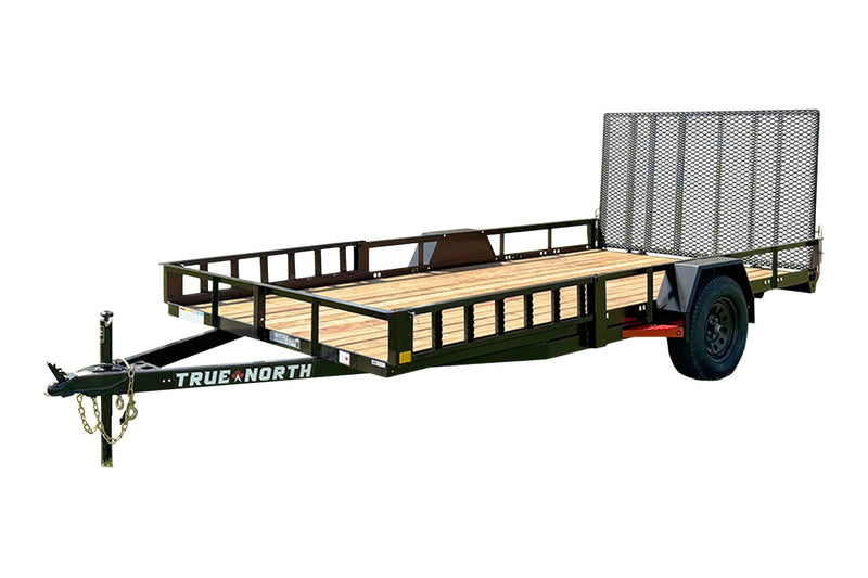 True North 83-in x 14-ft Utility Trailer With Gate & Side ATV Ramps, Black Y1