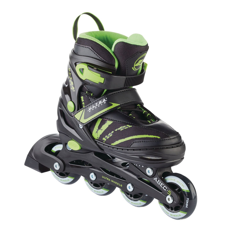 Ultra Wheels Adjustable Inline Skates, Green, Assorted Sizes Z9
