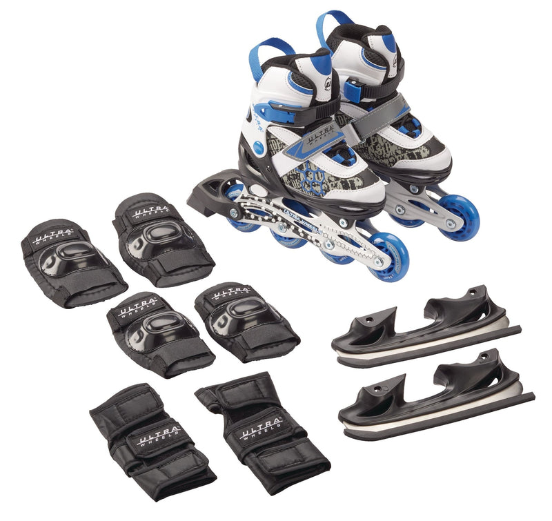 Ultra Wheels Switchers Ice/Inline Skates with Pad Set, Blue, Youth Z7