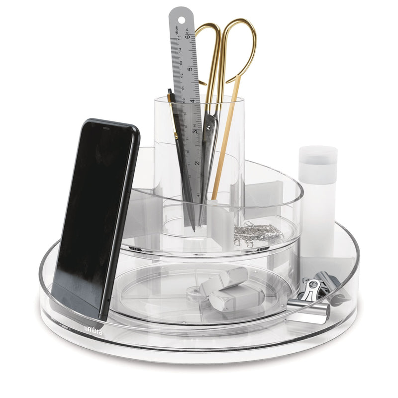 Umbra Cascada Acrylic Spinning Turntable Cosmetic Vanity Organizer, Clear D0
