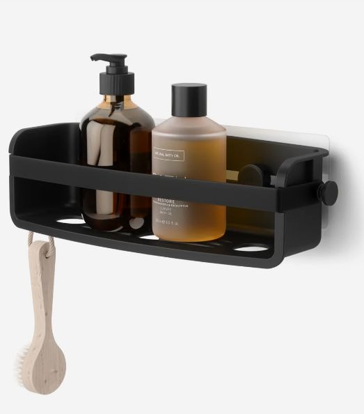 Umbra Flex Adhesive Shower Caddy Organizer Bin, Black X0