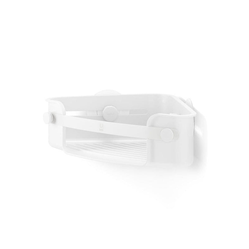 Umbra Flex Gel-Lock Rust-Resistant Corner Shower Caddy, with Hooks, White L7