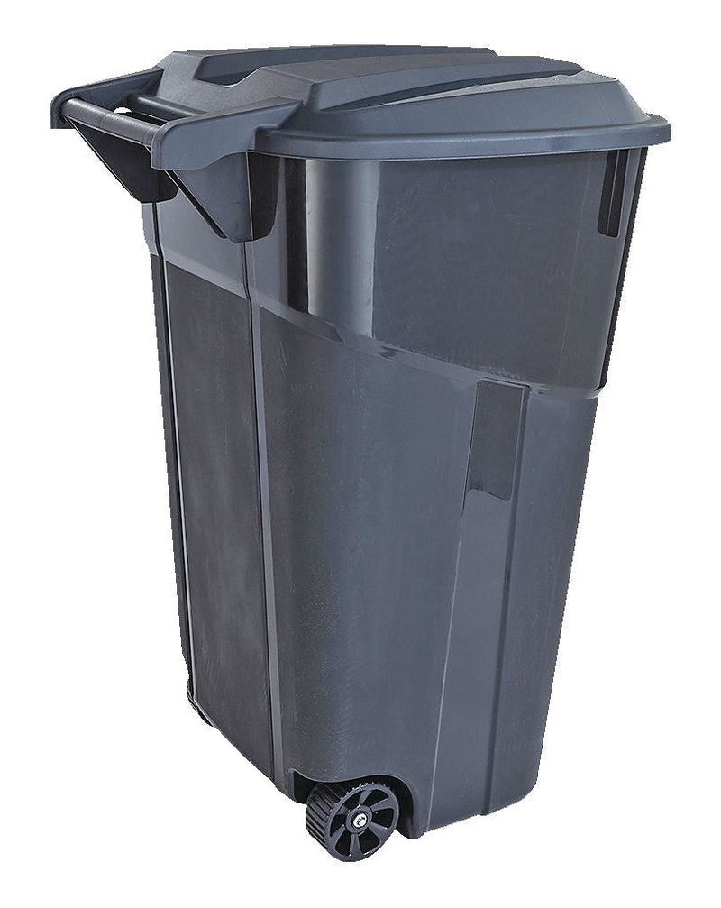 United Solutions Plastic Rectangular Wheeled Outdoor Garbage Can, Black, 121-L (32 US gal) N0