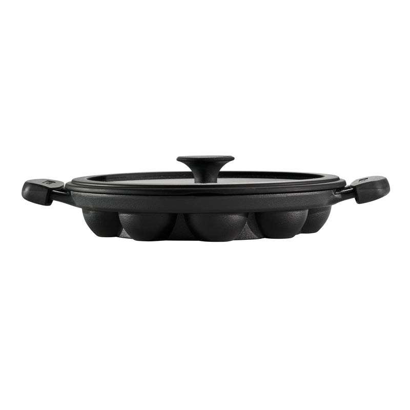 Utsava Pre-Seasoned Cast Iron Paniyarrakal with Lid F6