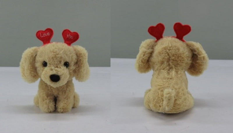 Valentine's Day Plush Dog with Heart Headband Gift for Valentine's/Anniversary Day, 6.5-in N7