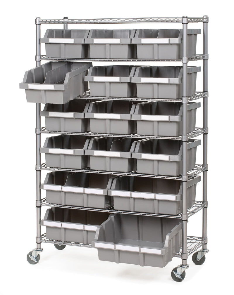 Vancouver Classics 7-Tier NSF 16-Bin Rack Shelving, 36-in x 14-in x 56-in T7