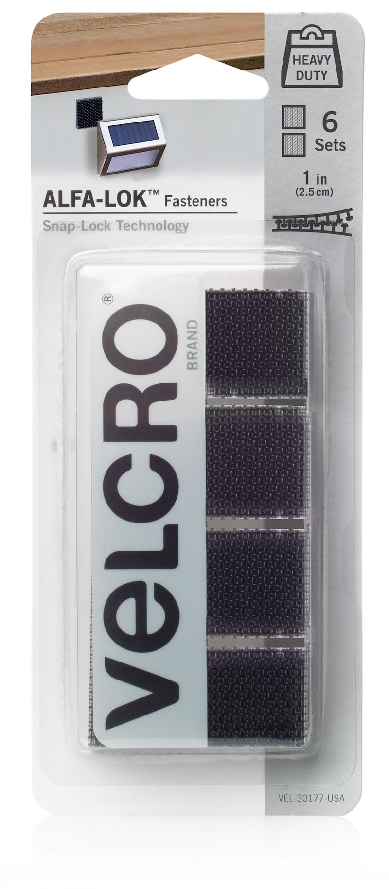 Velcro Alfa Lok 6-Set 15-lb Black Heavy Duty Fasteners with Snap-Lock Technology P4
