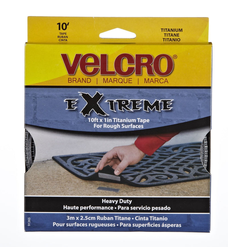 Velcro Heavy Duty UV-Resistant Extreme Titanium Strip Tape with Permanent Adhesive, 10-ft x 1in, 1-pk A2