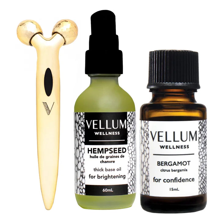 Vellum Wellness Mature Skin Kit with Essential Oils and Facial Roller N9