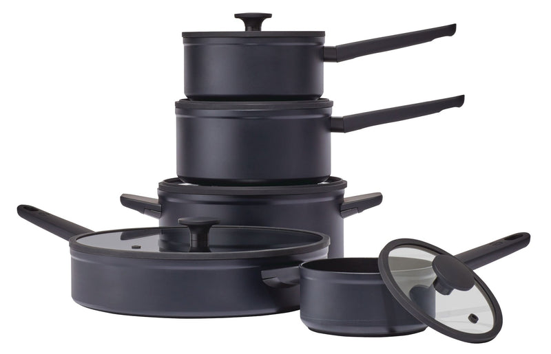 Vida by PADERNO 10-Piece Non-Stick Cookware Set, Black, Vida by PADERNO Non-Stick Cookset, Blue, 8-pc, Vida by PADERNO Aluminum Non-Stick Frypan,... L8