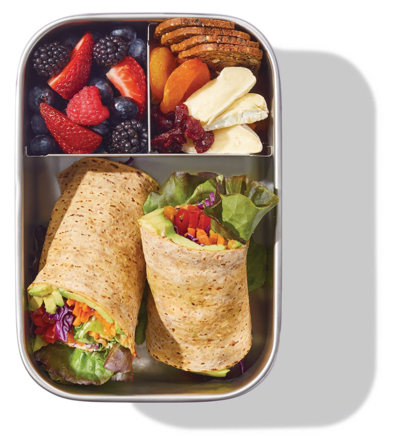 Vida by PADERNO 3-Compartment Stainless Bento Lunch Box Food Storage Container, Blue, 1.3-L X4