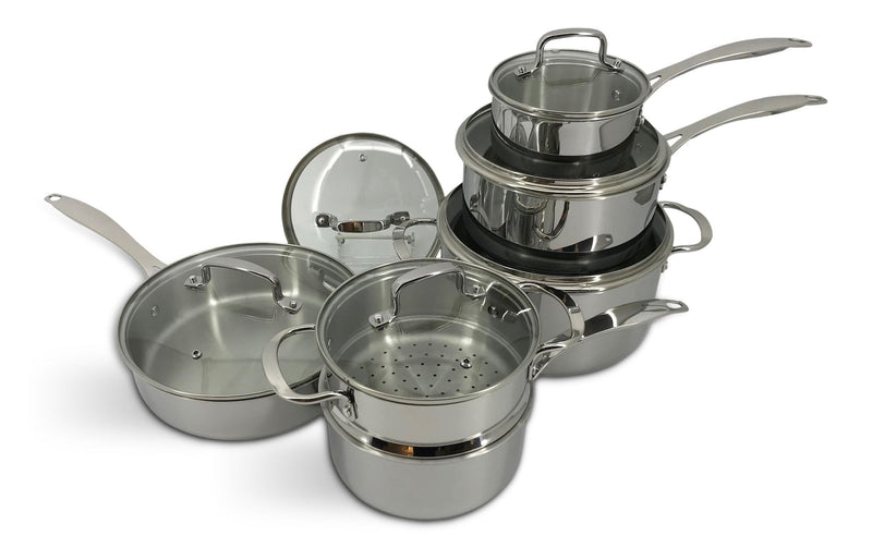 Vida by PADERNO Elite Series 3-Ply Clad Stainless Cookware Set, Oven Safe B0