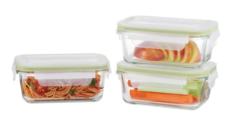 Vida by PADERNO Glass Clip Leakproof Lid Food Storage Container, 485 mL, 3 Count Z2