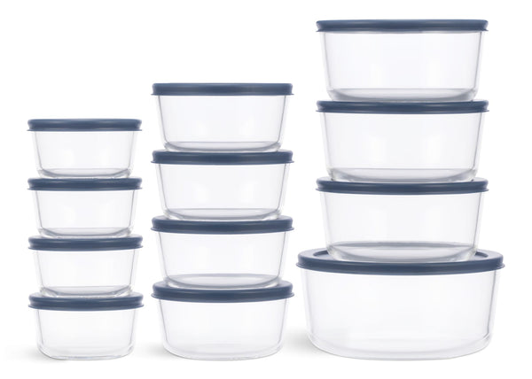 Vida by PADERNO Round Glass Food Storage Container Set with Lids, 24-pc J2