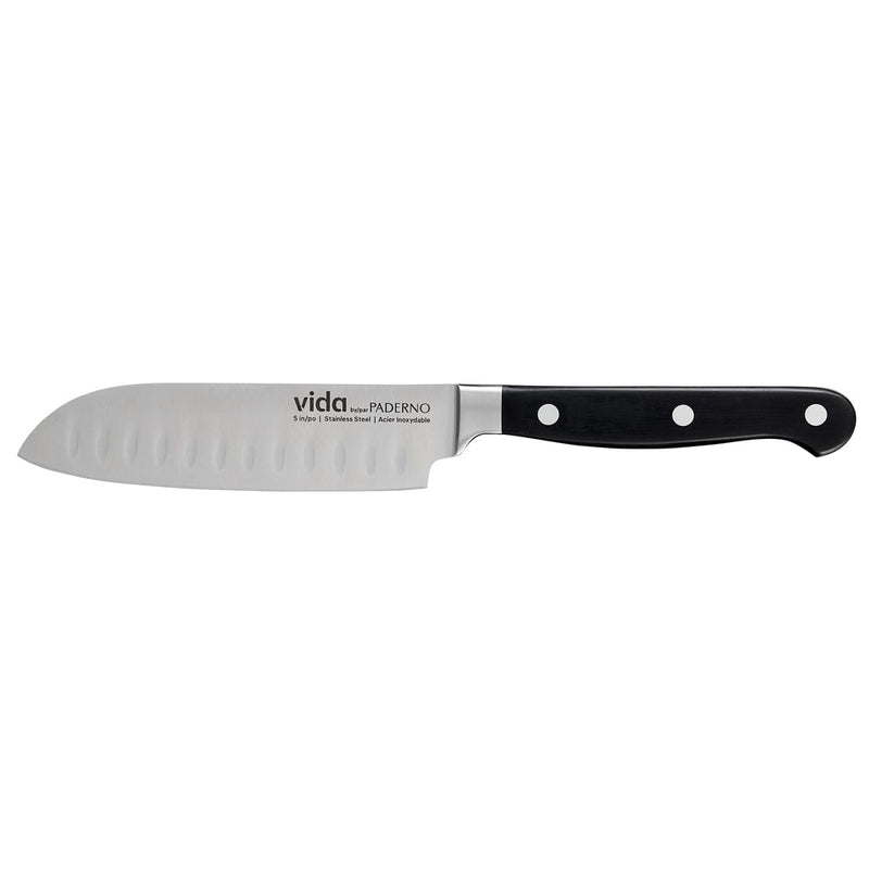 Vida by PADERNO Stainless Steel Triple Rivet Santoku Knife, Ergonomic Grip, 5-in J9