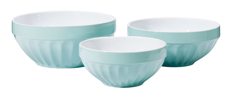 Vida by PADERNO White/Blue Ceramic Mixing Bowl Set, 3-pc O2