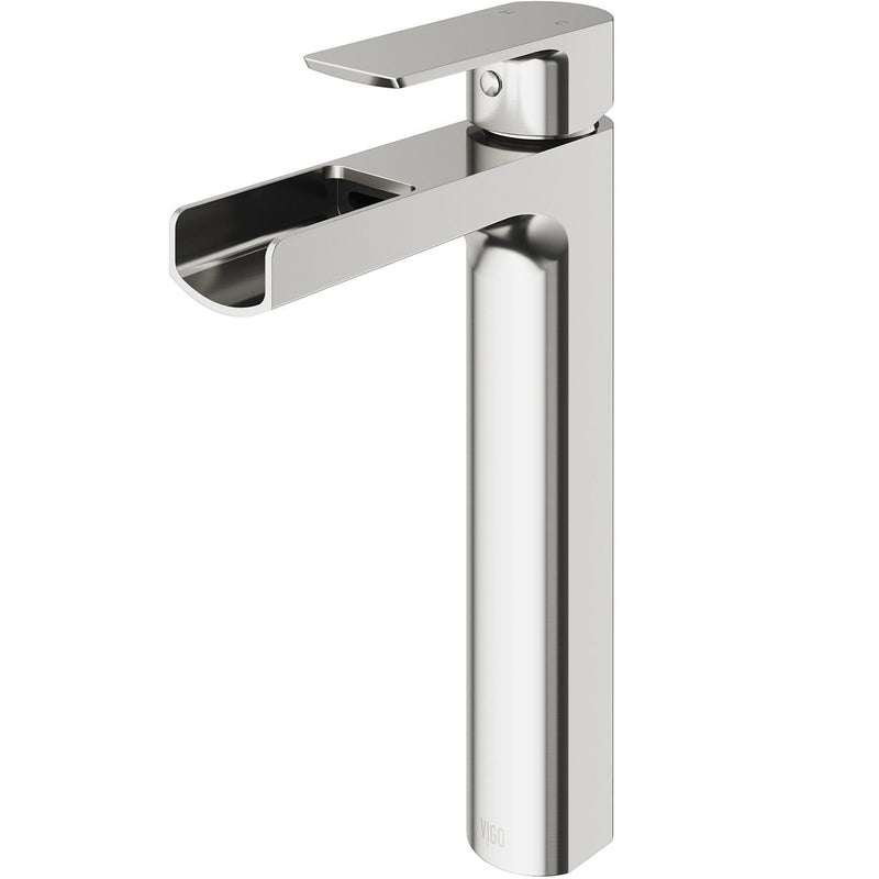 VIGO Amada 11-in Brushed Nickel Vessel Bathroom Faucet D5