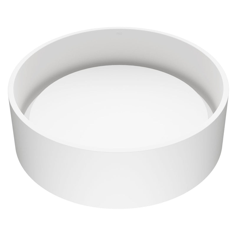 VIGO Anvil Matte Stone Round Composite Vessel Bathroom Sink/Basin with Deep Bowl, White X4