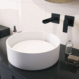 VIGO Anvil Matte Stone Round Composite Vessel Bathroom Sink/Basin with Deep Bowl, White