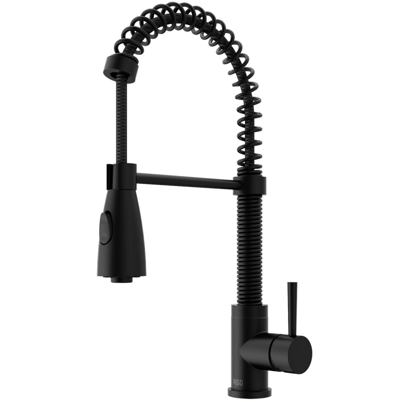 VIGO Brant Single Handle Pull Down Sprayer Kitchen Faucet, Matte Black B1