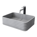 VIGO Cadman ConcretoStone Grey Bathroom Sink/Basin Set with Lexington Faucet and Rectangular Vessel