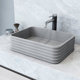 VIGO Cadman ConcretoStone Grey Bathroom Sink/Basin Set with Lexington Faucet and Rectangular Vessel