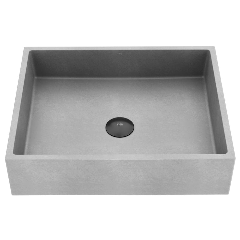 VIGO Coca Gothic ConcretoStone 19x15-in Deep Grey Bathroom Sink/Basin with Rectangular Vessel T1