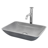 VIGO Duomo Gothic ConcretoStone Grey Bathroom Sink/Basin Set with Cass Faucet and Rectangular Vessel