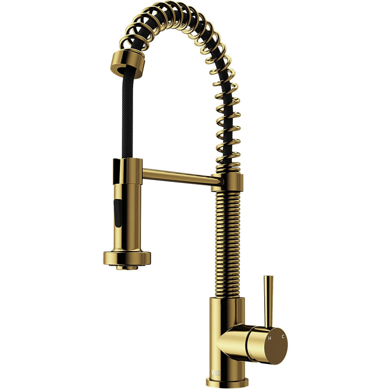 VIGO Edison Single Handle Pull Down Sprayer Kitchen Faucet, Matte Gold O3