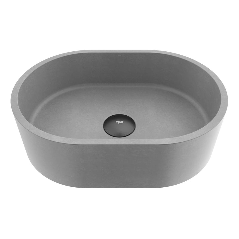 VIGO Giralda Gothic ConcretoStone 16x11-in Deep Grey Bathroom Sink/Basin with Rectangular Vessel S5