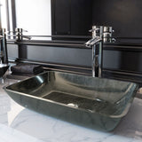 VIGO Glass Rectangular Vessel Bathroom Sink/Basin, Grey Onyx